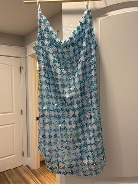 Angel Biba Blue Sequin Mini Dress